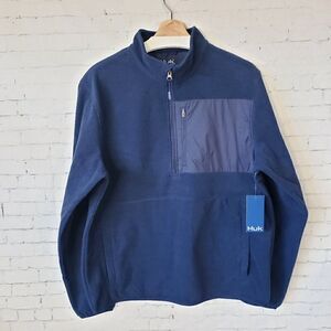HUK Alaska Fleece Pullover 1/2 Zip Jacket Mens Size M Navy Blue NEW Fishing